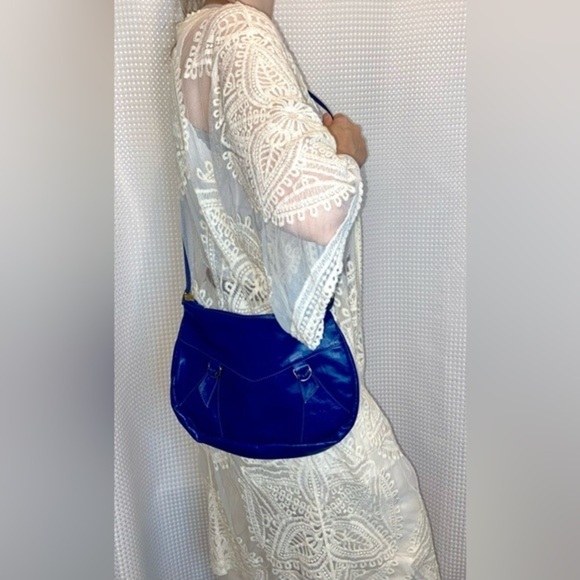 Women’s Isadora dark royal blue 100% genuine Leather‎ crossbody purse thin strap - Picture 5 of 14